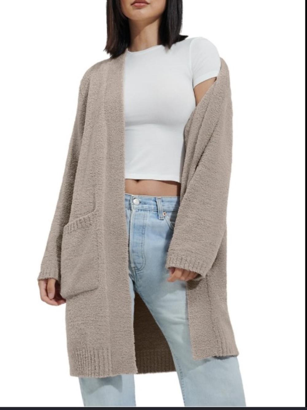 Old Navy Taupe Open-Front Cozy Cardigan